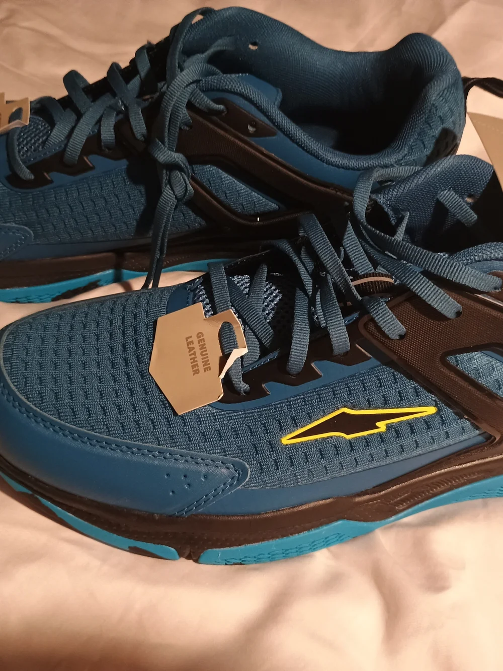 Avia Men's Blue and Black Athletic Running Shoes with Yellow Accent